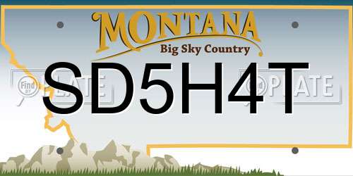 SD5H4T Montana License Plate