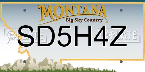 SD5H4Z Montana License Plate