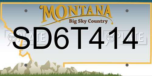 SD6T414 Montana License Plate