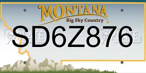 SD6Z876 Montana License Plate