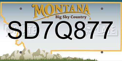 SD7Q877 Montana License Plate