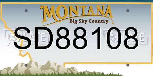 SD88108 Montana License Plate