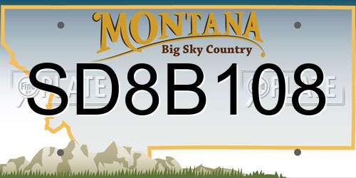 SD8B108 Montana License Plate