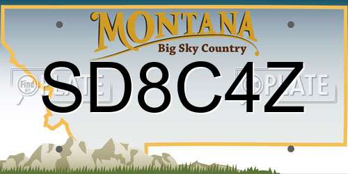 SD8C4Z Montana License Plate