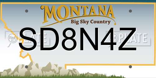 SD8N4Z Montana License Plate