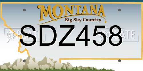 SDZ458 Montana License Plate