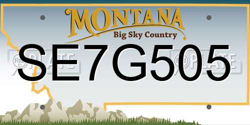 SE7G505 Montana License Plate
