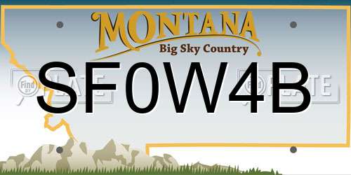 SF0W4B Montana License Plate