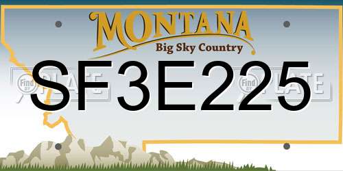 SF3E225 Montana License Plate