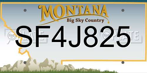 SF4J825 Montana License Plate