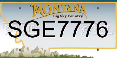 SGE7776 Montana License Plate
