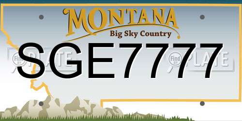 SGE7777 Montana License Plate
