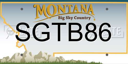 SGTB86 Montana License Plate