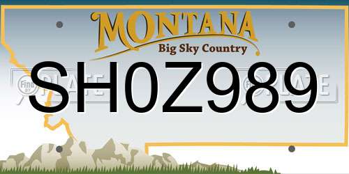 SH0Z989 Montana License Plate
