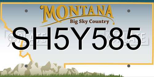 SH5Y585 Montana License Plate