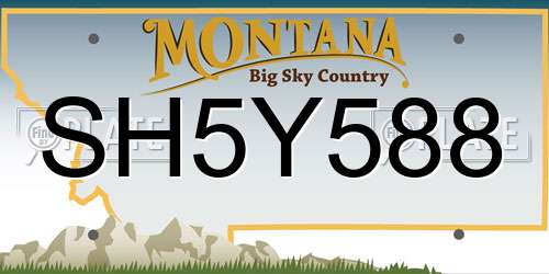 SH5Y588 Montana License Plate