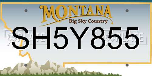 SH5Y855 Montana License Plate