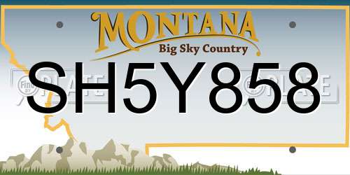 SH5Y858 Montana License Plate
