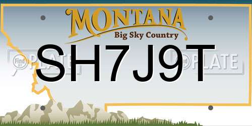 SH7J9T Montana License Plate