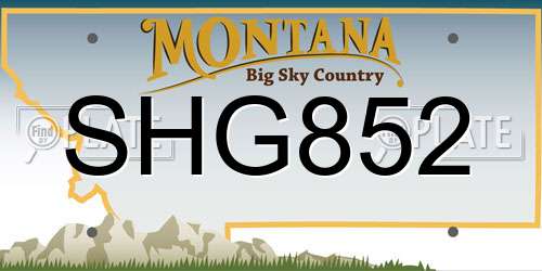SHG852 Montana License Plate
