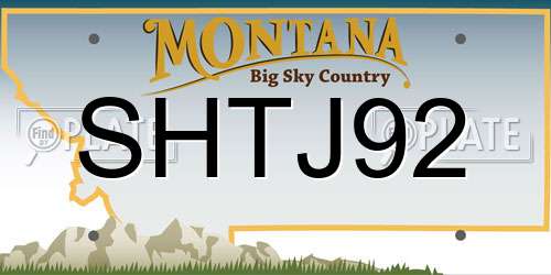 SHTJ92 Montana License Plate