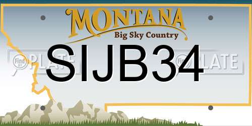 SIJB34 Montana License Plate