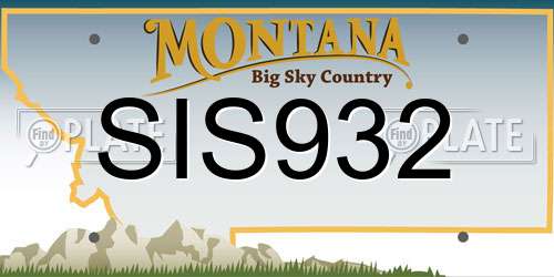 SIS932 Montana License Plate