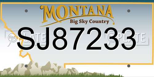 SJ87233 Montana License Plate