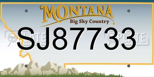 SJ87733 Montana License Plate