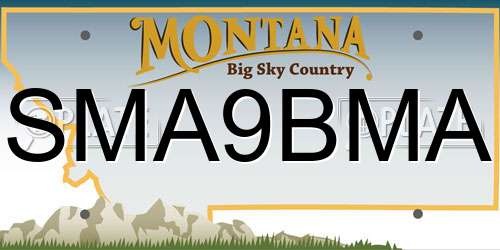 SMA9BMA Montana License Plate