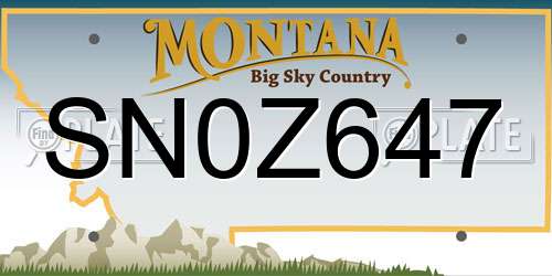 SN0Z647 Montana License Plate