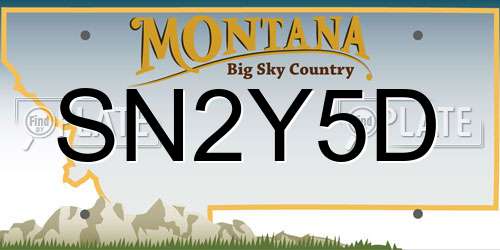 SN2Y5D Montana License Plate