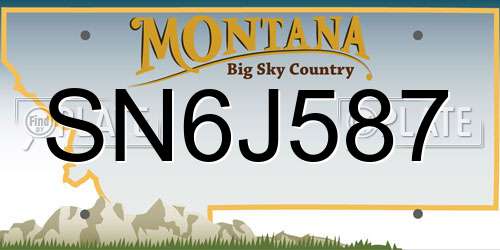 SN6J587 Montana License Plate