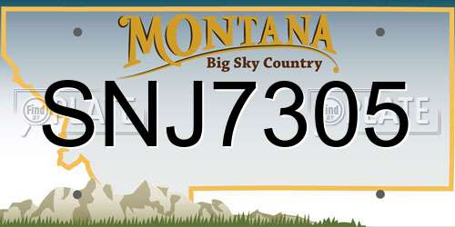 SNJ7305 Montana License Plate