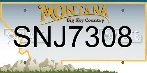 SNJ7308 Montana License Plate