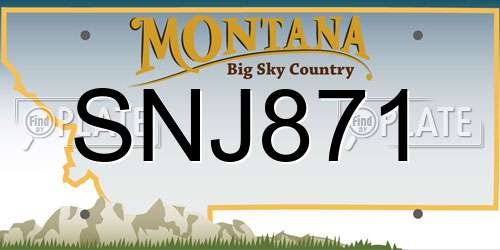 SNJ871 Montana License Plate