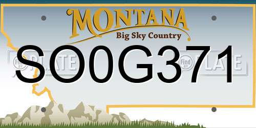 SO0G371 Montana License Plate