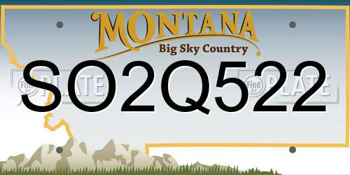 SO2Q522 Montana License Plate