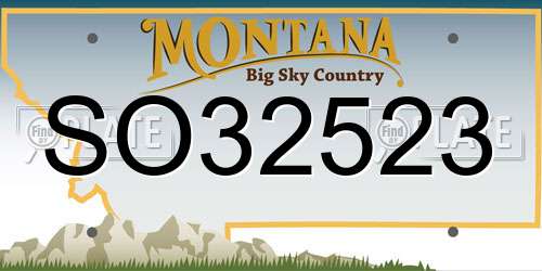 SO32523 Montana License Plate
