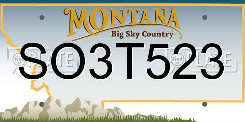 SO3T523 Montana License Plate