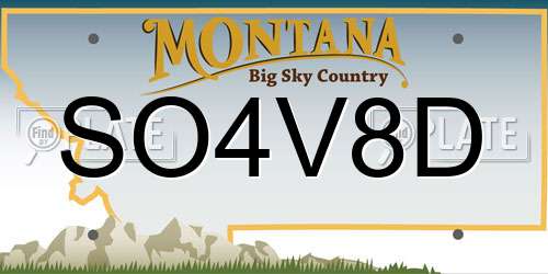 SO4V8D Montana License Plate