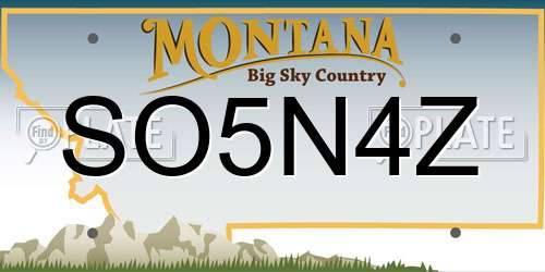 SO5N4Z Montana License Plate