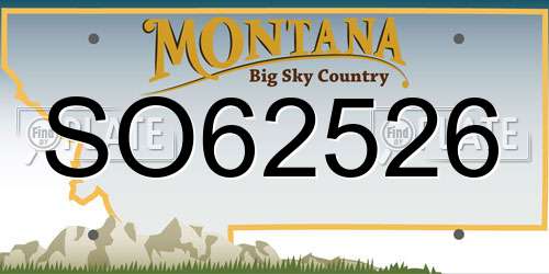 SO62526 Montana License Plate