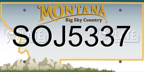 SOJ5337 Montana License Plate