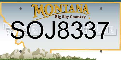 SOJ8337 Montana License Plate