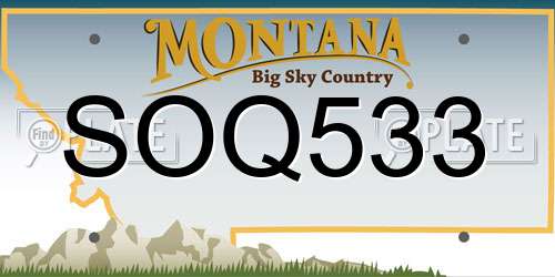 SOQ533 Montana License Plate