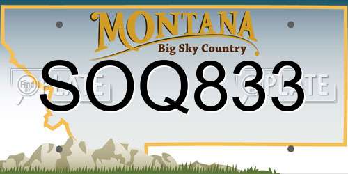 SOQ833 Montana License Plate