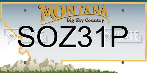 SOZ31P Montana License Plate