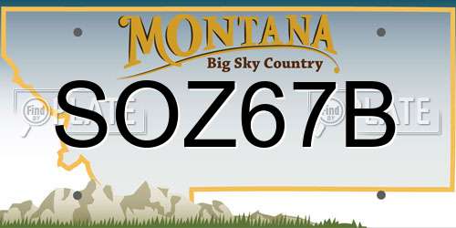 SOZ67B Montana License Plate
