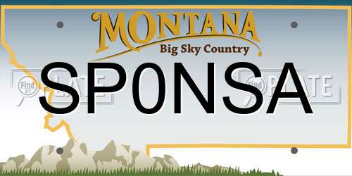 SP0NSA Montana License Plate
